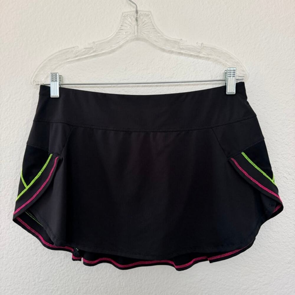 Lucky in Love Renew Pulse Skort Black w/Neon Yellow & Pink Trim Women's Large